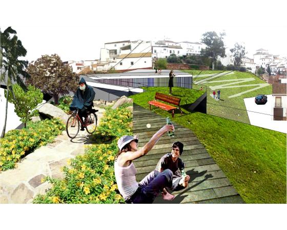 Biblioteca, viviendas y parque en Montoro 02