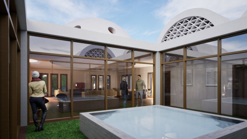 Vivienda Embajador en Ciudalcampo 6_JTEM Arquitectura. Vista interior de la vivienda desde el patio.